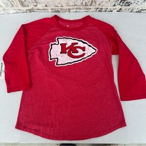 Fanatics Kansas City Chiefs Patrick Mahomes 3/4 quarter sleeve raglan t shirt